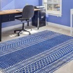 Blue Cotton Rug Block Printed Lobby Area Carpet