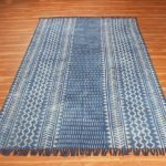 Blue Cotton Rug Block Printed Lobby Area Carpet
