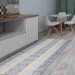 Black Cotton Area Rug Block Printed Modern Dhurrie