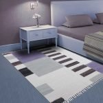 Natural Cotton Rug Black Printed Hallway Dhurrie