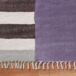 Natural Cotton Rug Black Printed Hallway Dhurrie