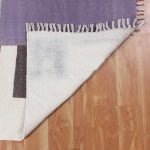 Natural Cotton Rug Black Printed Hallway Dhurrie