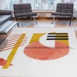 Hand Block Printed Beige Cotton Area Rug