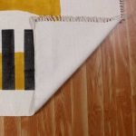 Hand Block Printed Beige Cotton Area Rug