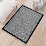 Black Hand Block Printed Geometric Rug