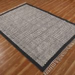 Black Hand Block Printed Geometric Rug