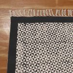 Black Hand Block Printed Geometric Rug