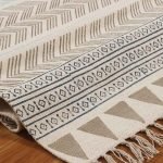 Striped Brown Hand Block Printed Cotton Rug