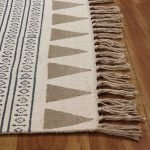 Striped Brown Hand Block Printed Cotton Rug