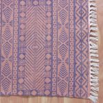 Brown Cotton Abstract Hand Block Printed Rug