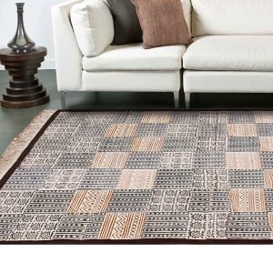 Hand Block Printed Brown Black Cotton Rug