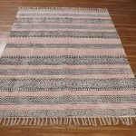 Hand Block Printed Pink Black Cotton Rug