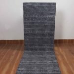 Abstract Black Hand Block Printed Cotton Rug