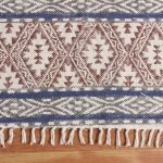Striped Blue Hand Block Printed Cotton Rug