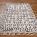 Grey Hand Block Printed Decor Cotton Rug