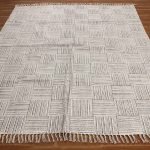 Gray Striped Cotton Hand Block Printed Rug