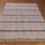 Red Geometric Hand Block Printed Cotton Rug