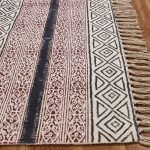 Red Geometric Hand Block Printed Cotton Rug
