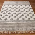 Moroccan Hand Block Printed Gray Beige Rug