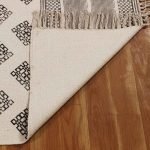 Moroccan Hand Block Printed Gray Beige Rug
