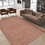 Brown Cotton Hand Embroidery Lake House Decor Area Rug