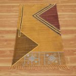Embroidery Cotton Brown Dhurrie Living Room Area Rug
