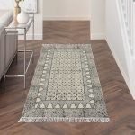 Hand Embroidery Modern Grey Cotton Area Rug