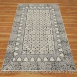 Hand Embroidery Modern Grey Cotton Area Rug