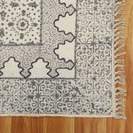 Hand Embroidery Modern Grey Cotton Area Rug