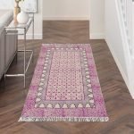 Hand Embroidery Cotton Pink Modern Large Lobby Area Rug