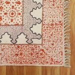 Red Hand Embroidery Dhurrie Modern Area Rug