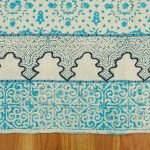 Blue Hand Embroidery Geometric Area Rug