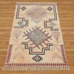 Modern Brown Cotton Dhurrie Hand Embroidery Area Rug