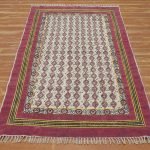 Modern Red Cotton Embroidery Kitchen Carpet