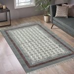 Gray Cotton Hand Block Printed Bedroom Rug