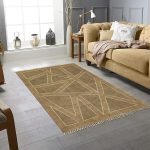 Brown Cotton Embroidery Rug Home Décor Dhurrie