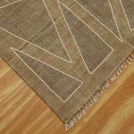 Brown Cotton Embroidery Rug Home Décor Dhurrie