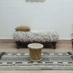 Hand Embroidery Black Cotton Large Rug
