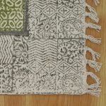 Modern Cotton Dhurrie Green Printed Area Rug