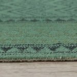 Green Hand Block Printed Cotton Garden Area Rug
