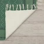 Green Hand Block Printed Cotton Garden Area Rug