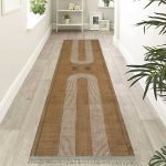 Block Printed Brown Stair Area Runner Rug