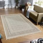 Home Decor Cotton Carpet Beige Printed Lobby Rug