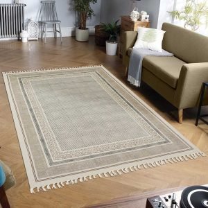 Home Decor Cotton Carpet Beige Printed Lobby Rug