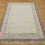 Geometric Beige Cotton Rug Printed Carpet