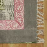 Geometric Beige Cotton Rug Printed Carpet