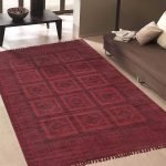 Indian Hand Block Printed Red Cotton Area Rug
