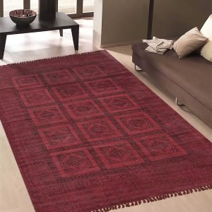 Indian Hand Block Printed Red Cotton Area Rug