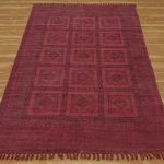 Indian Hand Block Printed Red Cotton Area Rug