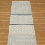 Beige Hand Block Printed Cotton Kitchen Area Rug